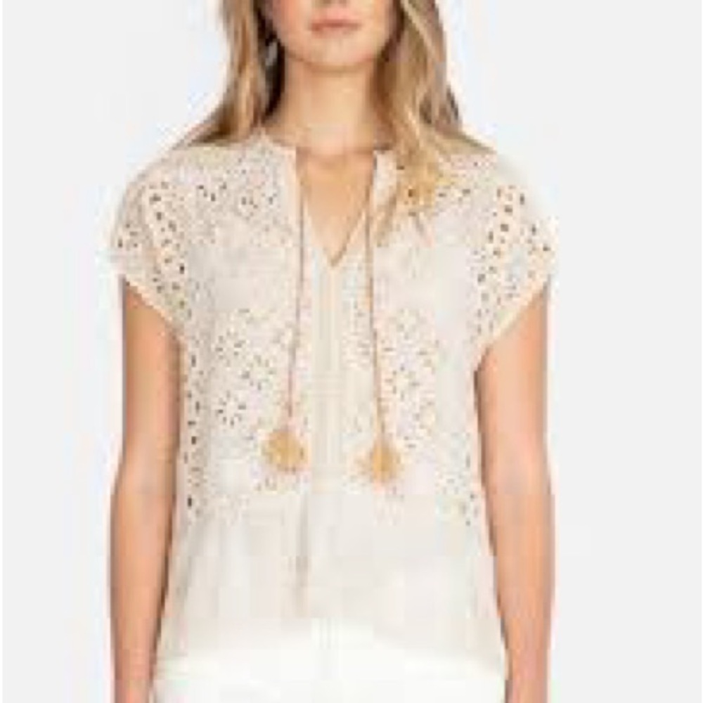 Johnny Was Leith Eyelet Top EUC